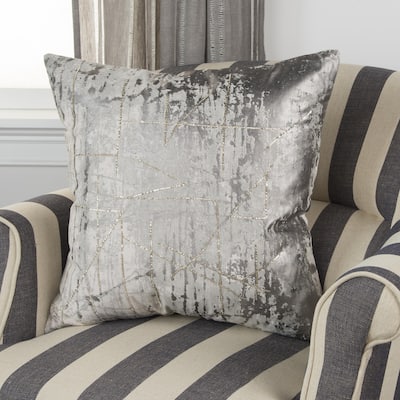 Rizzy Home Metallic Silver, Gold, and Grey Abstract Throw Pillow