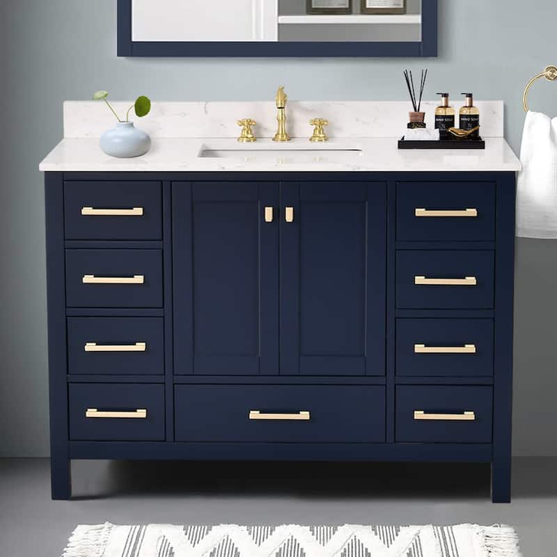 StarrySky 48 inch Undermount Single Sink Bathroom Vanity with Engineered Carrara Marble Top