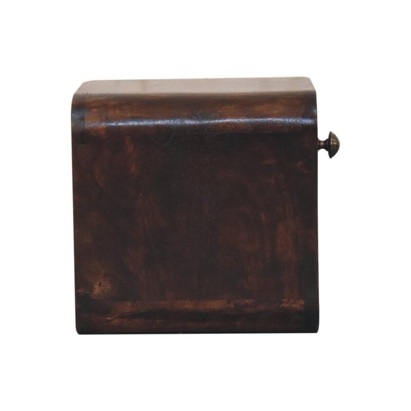 HomeRoots 16" Walnut Solid Wood Round One Drawer Floating Nightstand