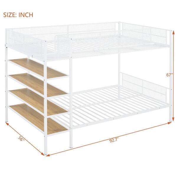 dimension image slide 1 of 2, Multifunctional Twin Over Full Kids Bunk Bed with 5-TierShelf
