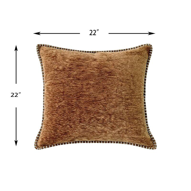 Textured Throw Pillow with Stitched Contrast Edge Set of 2