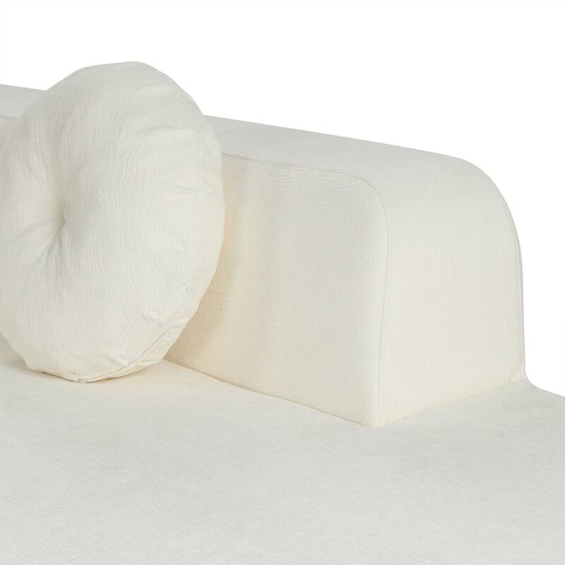 122.64" L-Shaped Chenille Compressed Sectional Sofa with Round Pillows