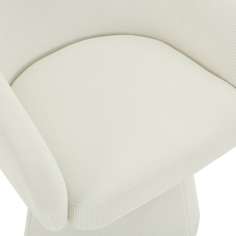 Modern Swivel Accent Chair, Narrow Corduroy Upholstered, Comfy Barrel Chair for Living Room, Bedroom & Office, Beige