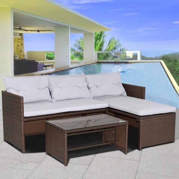 Shop Costway 3pc Outdoor Patio Sofa Set Rattan Wicker Deck Couch