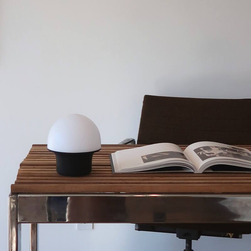 Portobello 6.6 in Matte Black Modern Portable Indoor/Outdoor Integrated LED Bedside Table Lamp with Built-In Dimmer