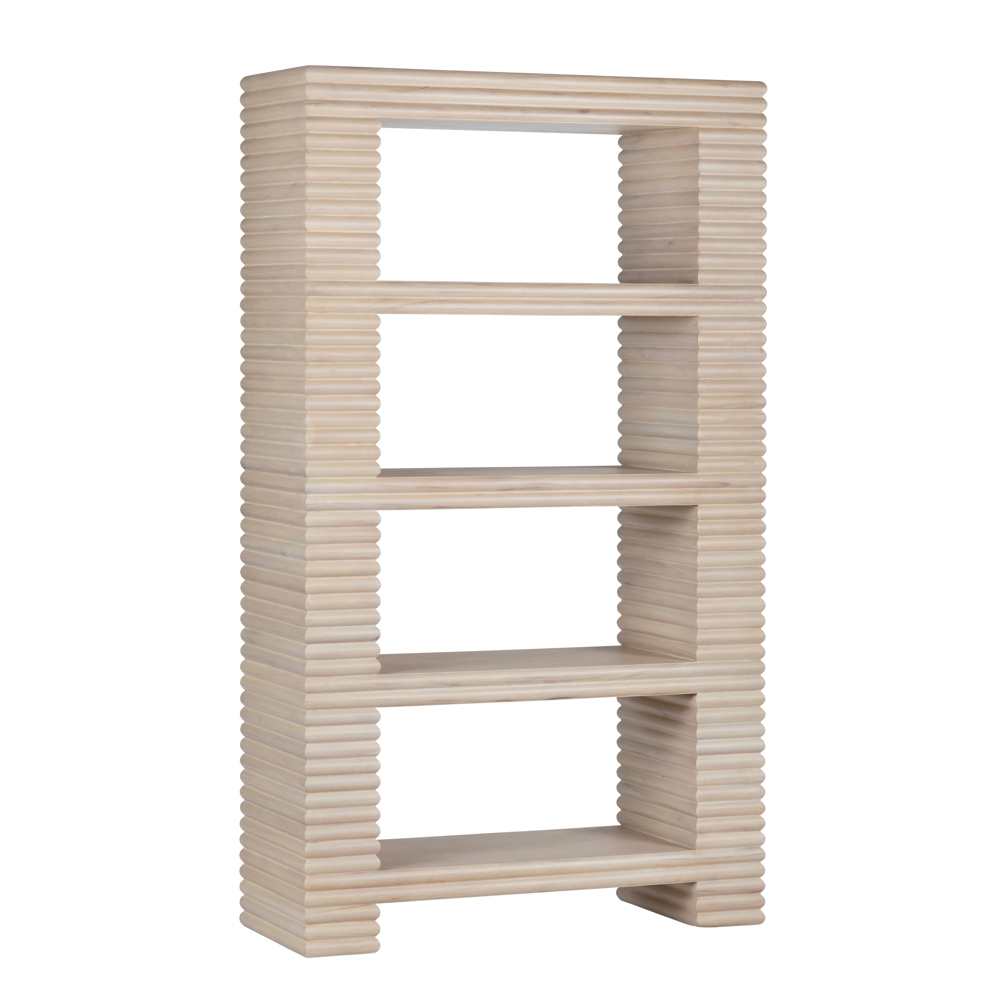 84.45 in. Cream Solid Wood 4 Shelf Etagere