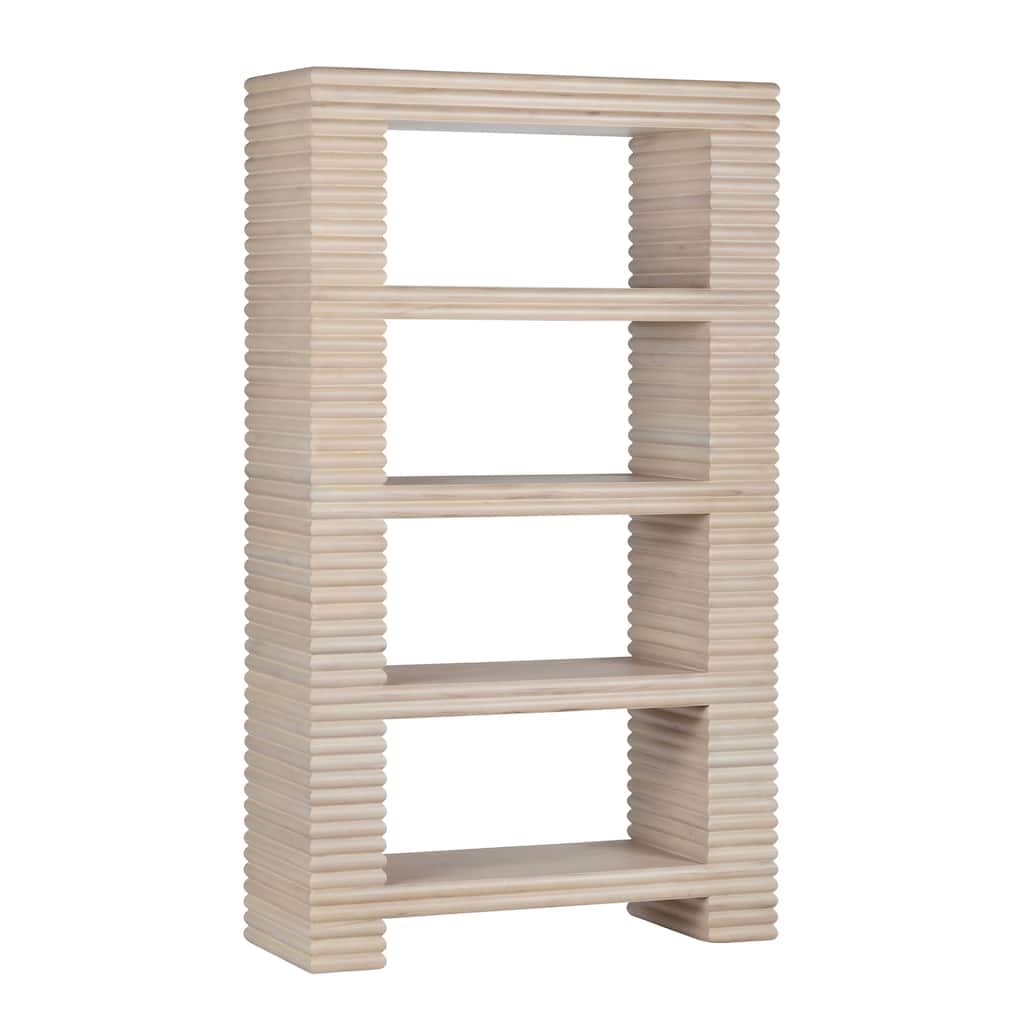 84.45 in. Cream Solid Wood 4 Shelf Etagere