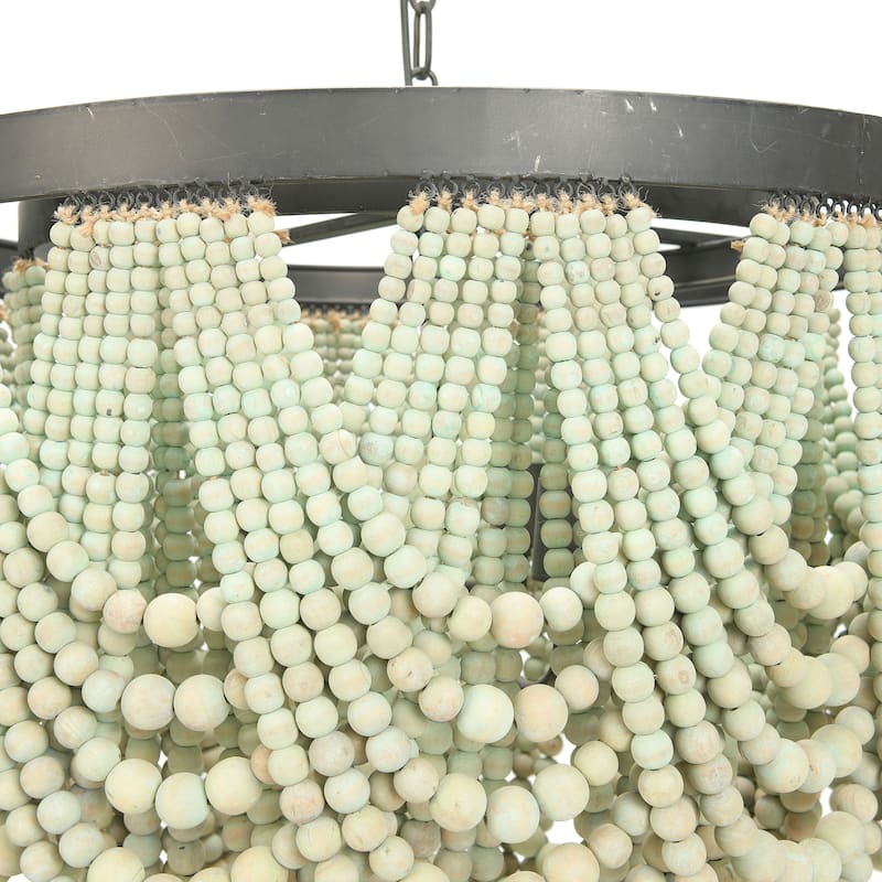 2-Tier Draped Wood Bead Chandelier
