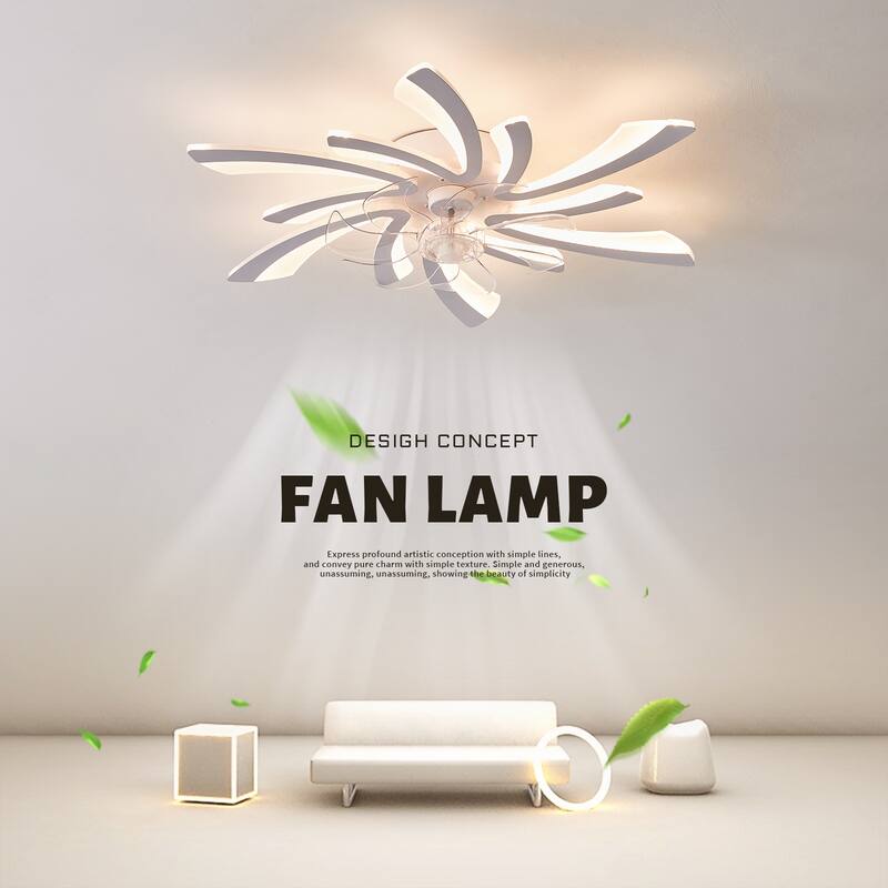 31" Oaks Aura Modern Flush Mount Ceiling Fan with Lights, 12in. Fan Blade 6-Speed Fan Light With Remote Control