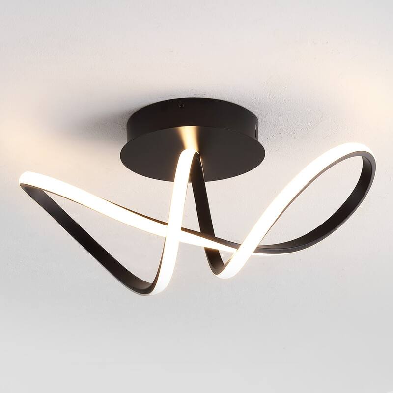 Euphoria 19.5" 1-Light Modern Minimalist Aluminum Loop Integrated LED Semi Flush Mount, by JONATHAN Y - 19.50