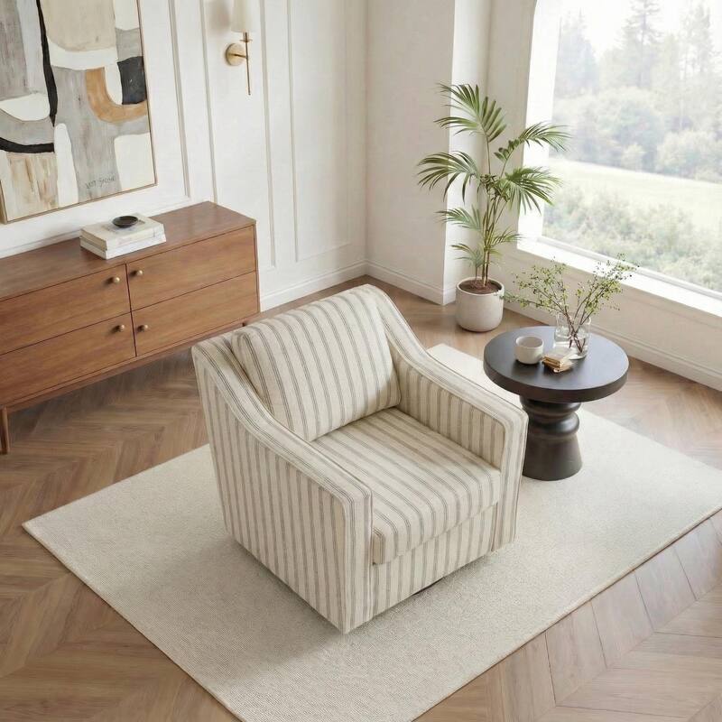 30'' W Vegan Leather/ Chenille Swivel Accent Chair