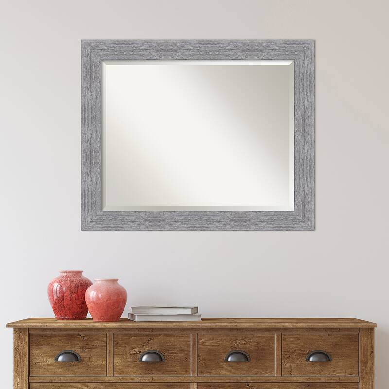 Beveled Wall Mirror - Bark Rustic Char Frame