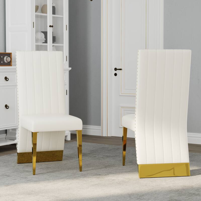 Stylish Modern X Cross Base Dining Room Table Set with Gold Dining Chairs