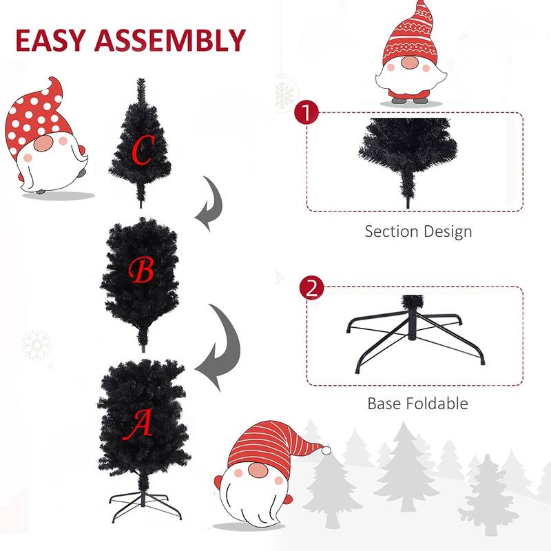 7.5Ft Black Artificial Halloween Christmas Pencil Tree for Home Decor - Halloween Christmas Decorations