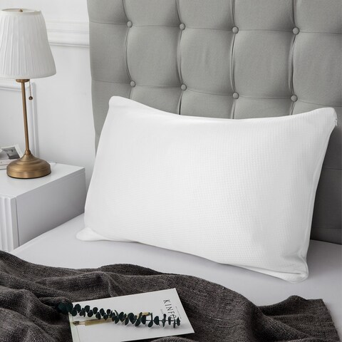 Single Adjustable Memory Foam Pillow Thermoregulation Cool Cover - White