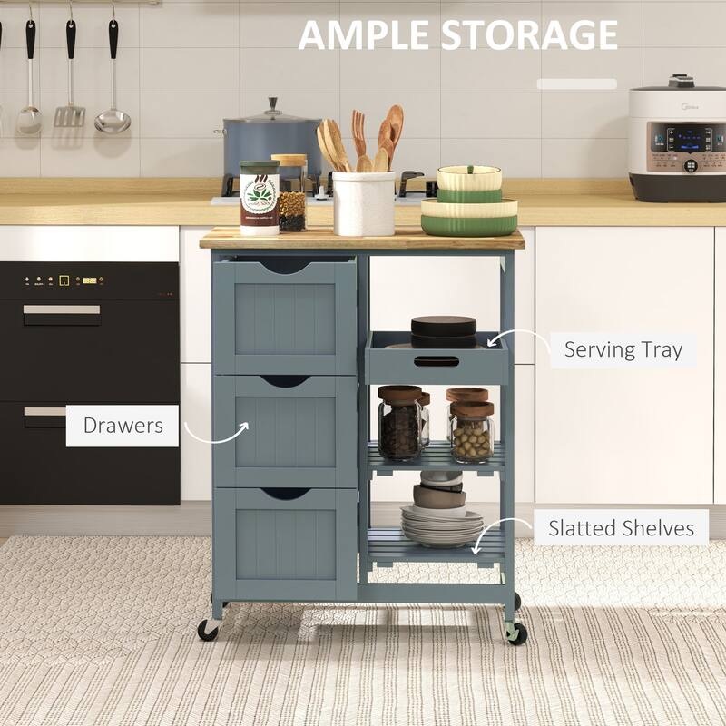 Rolling Kitchen Island Cart(no include stool)