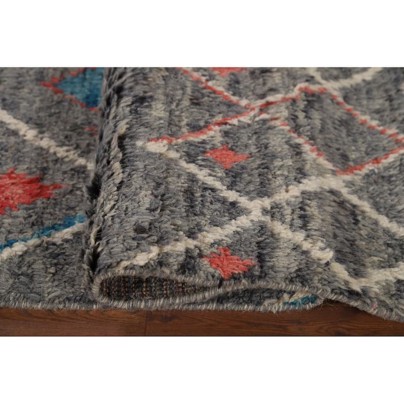 Grey Moroccan Area Rug Hand-Knotted Wool Carpet - 5'4" x 9'6"