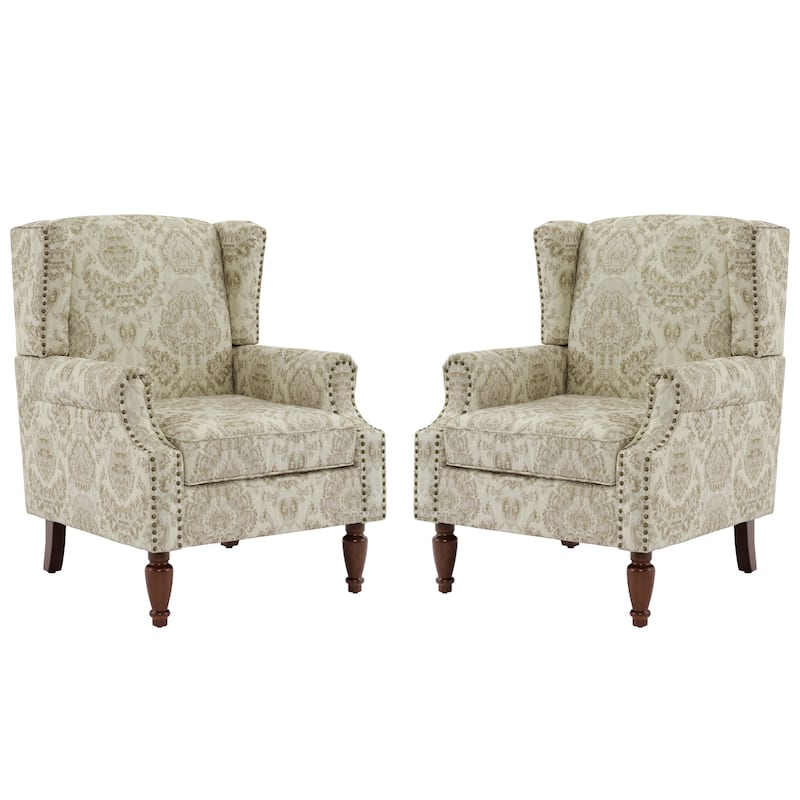 Traditional Nailhead Trim Armchair Accent Chairs Set of 2