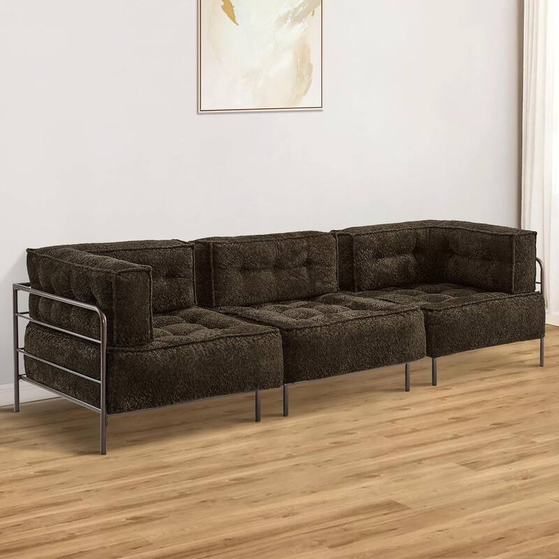 MCombo Modular Sofa Couch with Removable Cushion, 3 Seaters Accent Sofa Chair