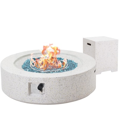 Propane Outdoor Fire Pit With Tank Table, Wind Glass