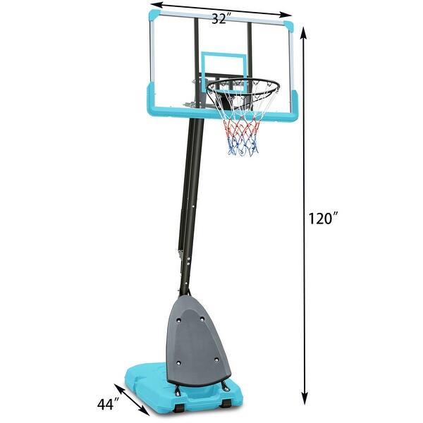 Outdoor Height Adjustable Basketball Hoop with Stable Base and Wheels