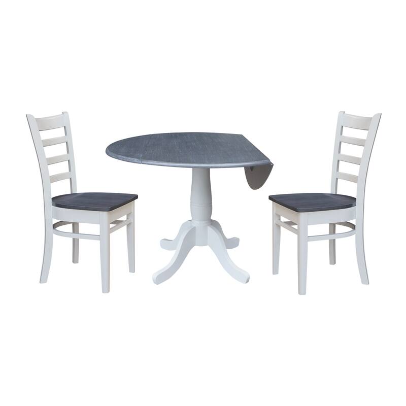 42" Round Top Dual Drop Leaf Pedestal Table with Dining Chairs