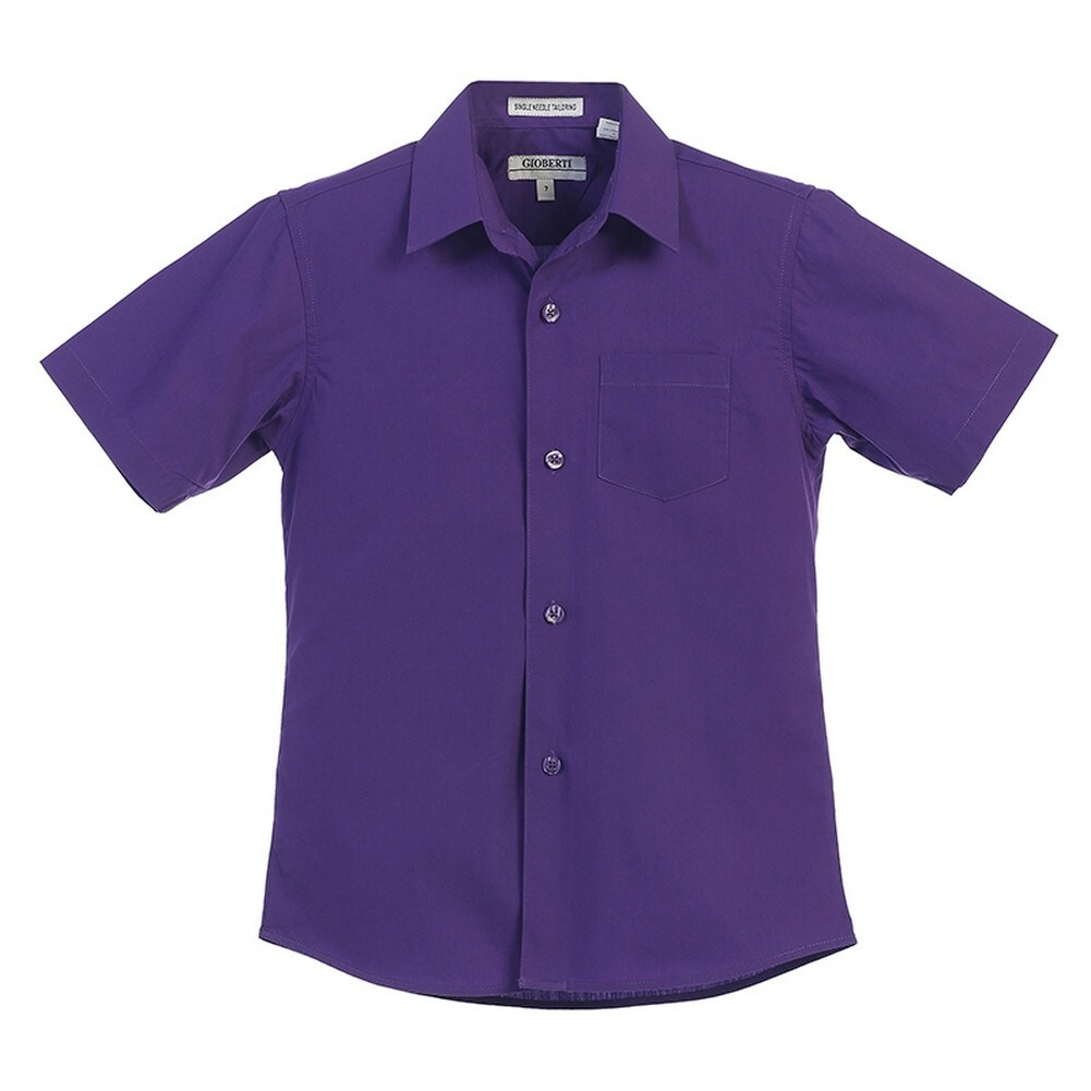 Shop Gioberti Big Boys Dark Purple Solid Color Button Down Short