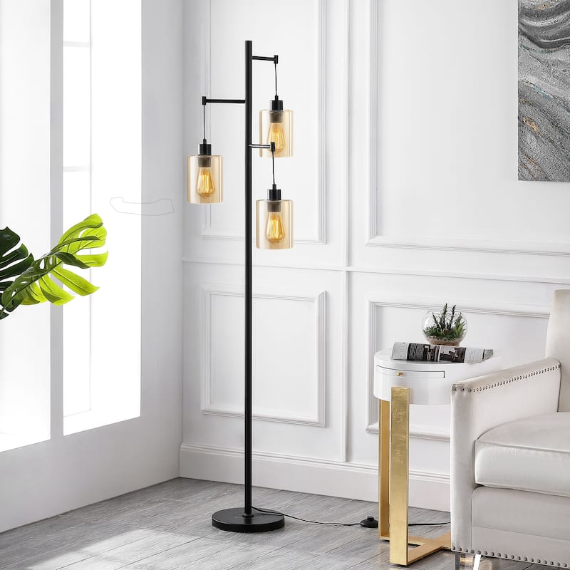 GetLedel 69" Industrial 3-Light Tree Floor Lamp with Glass Shades