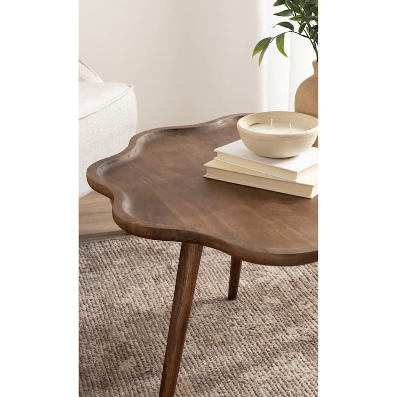 Kate and Laurel Alezar Scallop Wood Coffee Table - 30x30x18