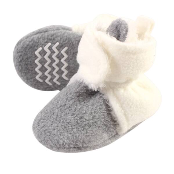slide 1 of 1, Hudson Baby Baby Cozy Fleece and Faux Shearling Booties, Cream Heather Gray 0-6 Months - Cream Heather Gray