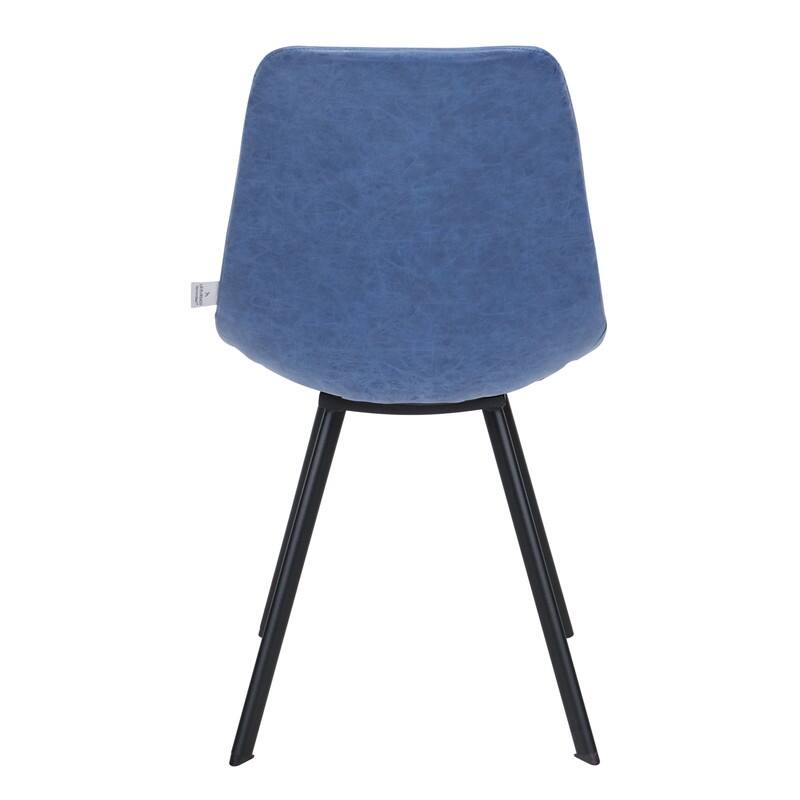 Markley Dining Chair with Leather Seat in Black Steel Legs, Scratch-Resistant, Ergonomic & Comfortable Modern Kitchen Chair