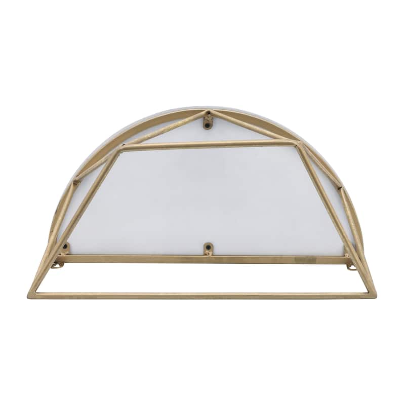 Wood Metal Geometric Demilune Wall Shelf - White, 16"