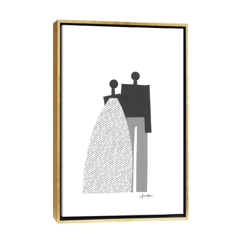 iCanvas "African Wedding Couple In Black & White" by LouLouArtStudio Framed Canvas Print - Gold - 48x32