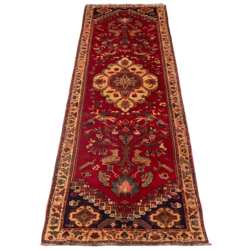ECARPETGALLERY Hand-knotted Melis Vintage Red Wool Rug - 3'3 x 12'9
