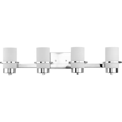 Reiss Collection Four-Light Modern Farmhouse Polished Chrome Vanity Light - 31.62 in x 5.75 in x 7 in