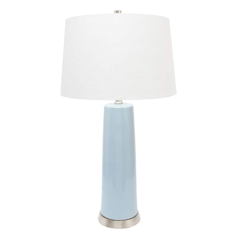 Tansey Ceramic Table Lamp with Casual Linen Lamp Shade - Blue/ Silver