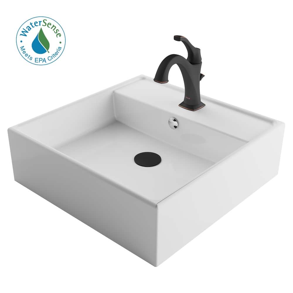 Kraus Elavo and Arlo 18-1/2" Vitreous China Vessel Bathroom Sink with