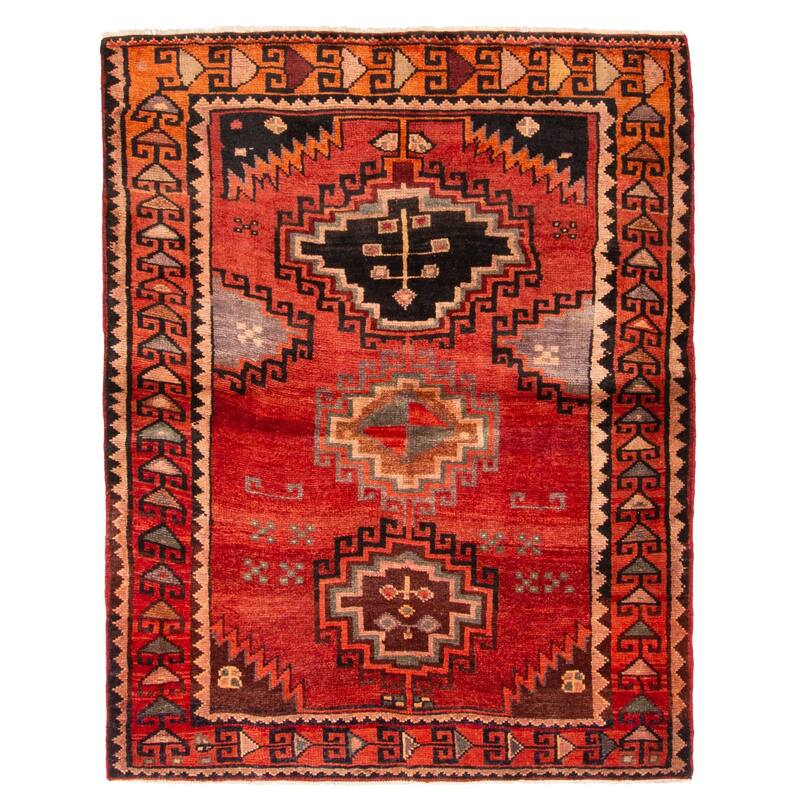 ECARPETGALLERY Hand-knotted Melis Vintage Red Wool Rug - 4'7 x 5'11