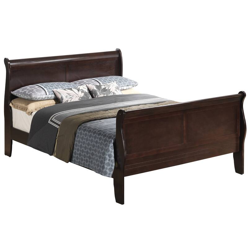 Wooden Sleigh Full Platform Bed - 90" - Dark Brown
