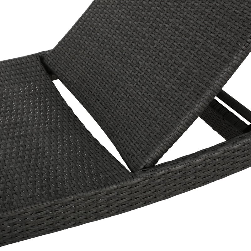 2-Piece PE Wicker Chaise Lounge Set, Adjustable Outdoor Stackable Sunbathing Chairs