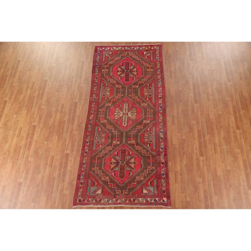 Meshkin Persian Vintage Area Rug Handmade Wool Carpet - 4'8" x 10'6"
