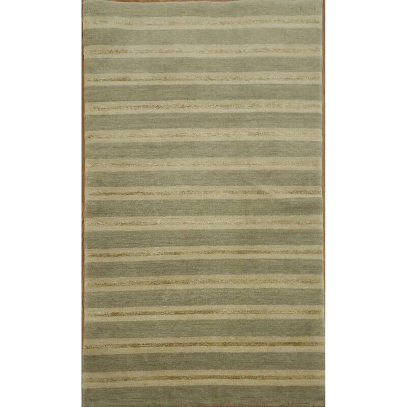 Hand Knotted Oriental 100% Wool Carpet Modern Abstract Multi-Colored Nepalese Area Rug - 5' 0'' X 3' 0''