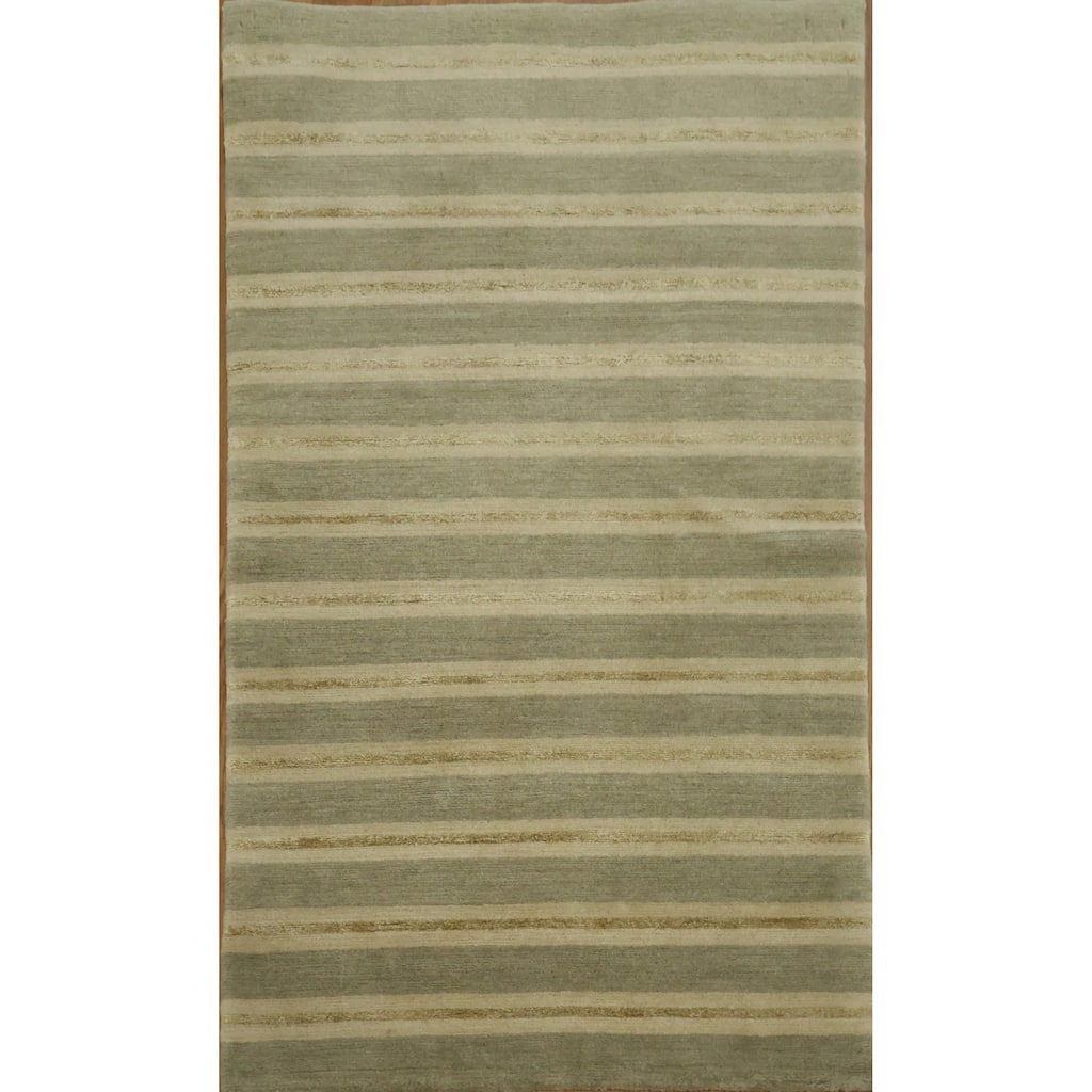 Hand Knotted Oriental 100% Wool Carpet Modern Abstract Multi-Colored Nepalese Area Rug - 5' 0'' X 3' 0''