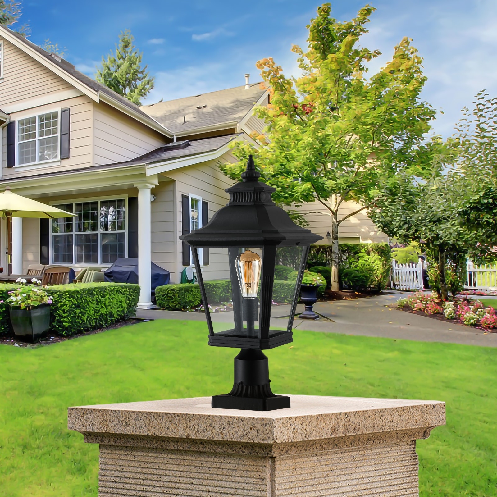 Modern Farmhouse Black Outdoor Post Light