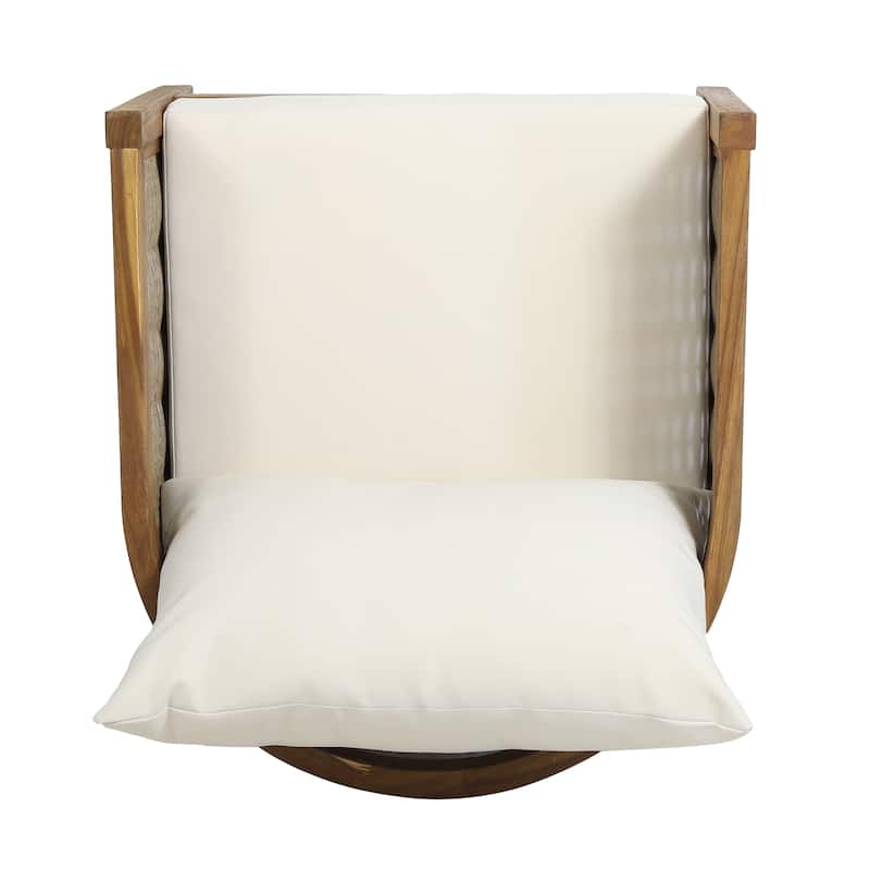 Christopher Knight Home - Madison 3-Piece Outdoor Acacia Wood Chat Set with Slat Design Cushions