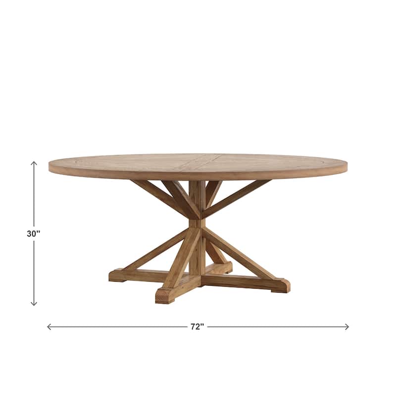 Benchwright Rustic X-base Round Pine Wood Dining Table by iNSPIRE Q Artisan