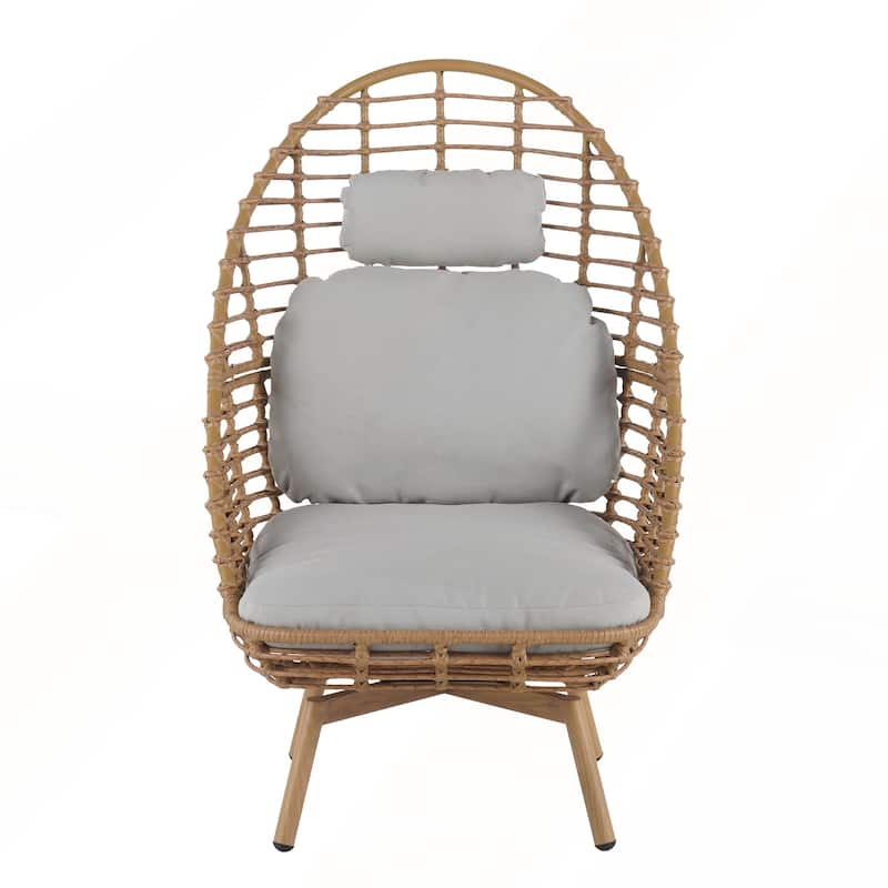 Outdoor Wicker High-back Swivel Lounge Chair
