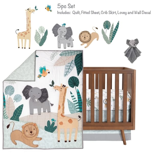 Lambs & Ivy Jungle Friends 5Piece Safari Animals Nursery Baby Crib