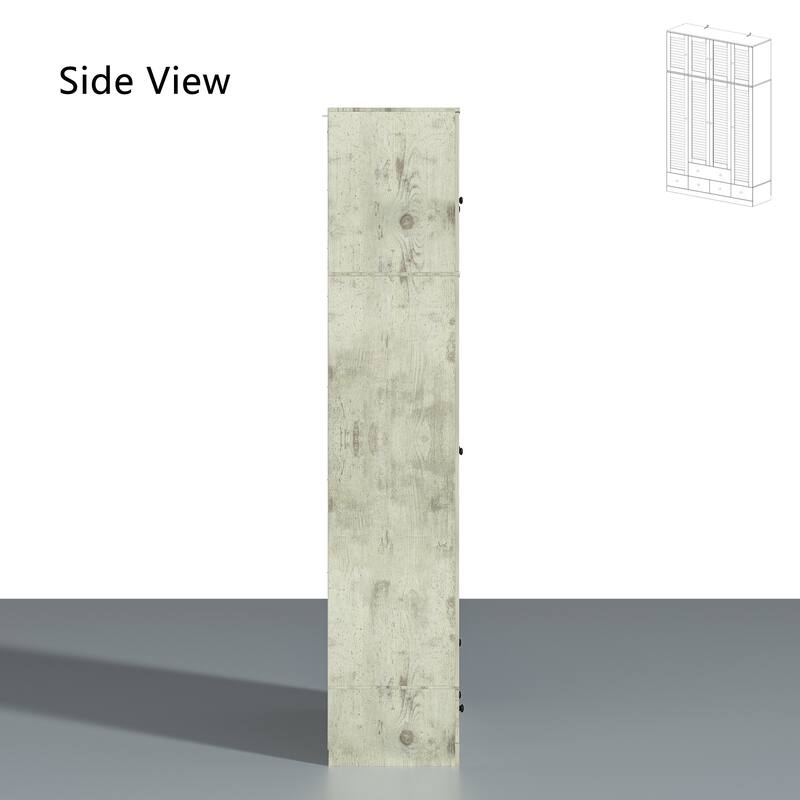 Modern 4-Door Wood Bedroom Armoire in White Closet Cabinet Wardrobe