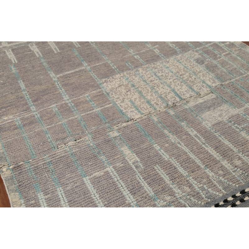 Moroccan Oriental Area Rug Handmade Grey Wool Carpet - 5'10"x 9'5"